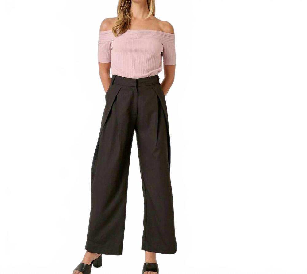 NEW SAINTS & HEARTS runway girl pleated pant in dark brown